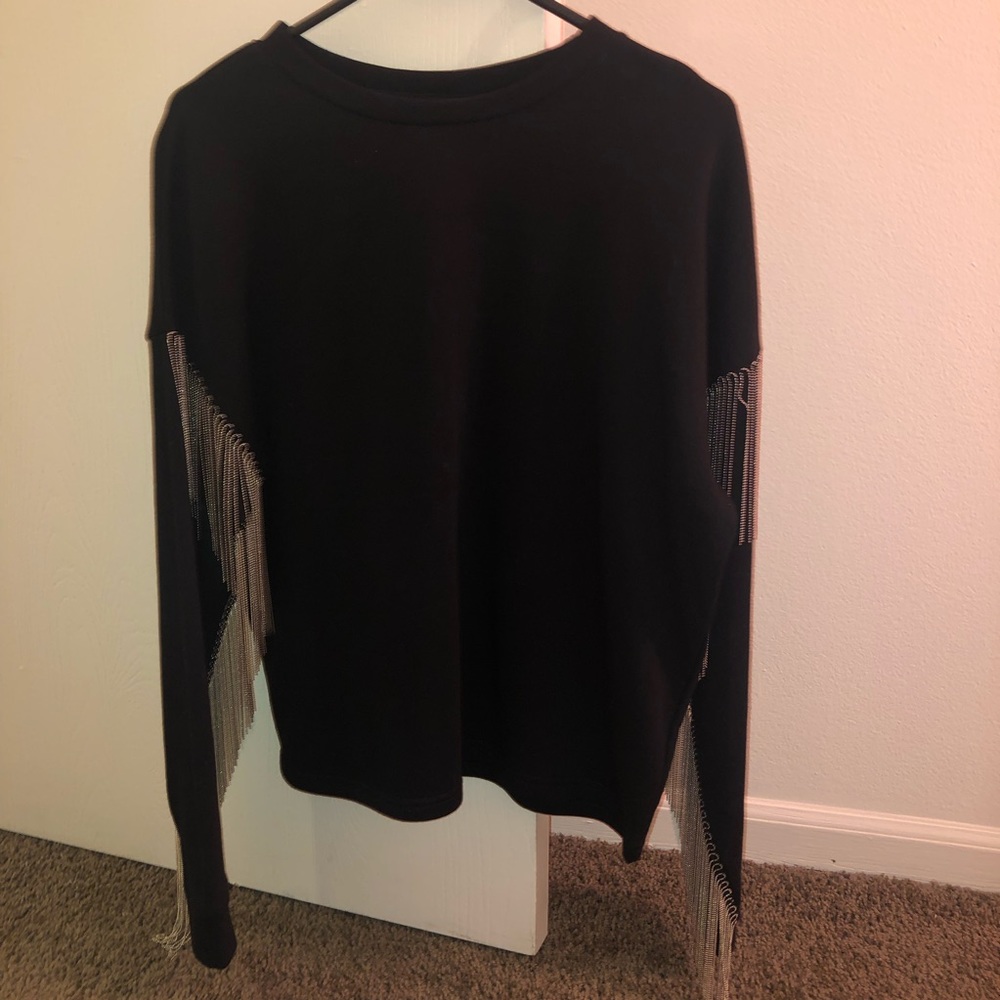 Black Embellished Crewneck Sweatshirt